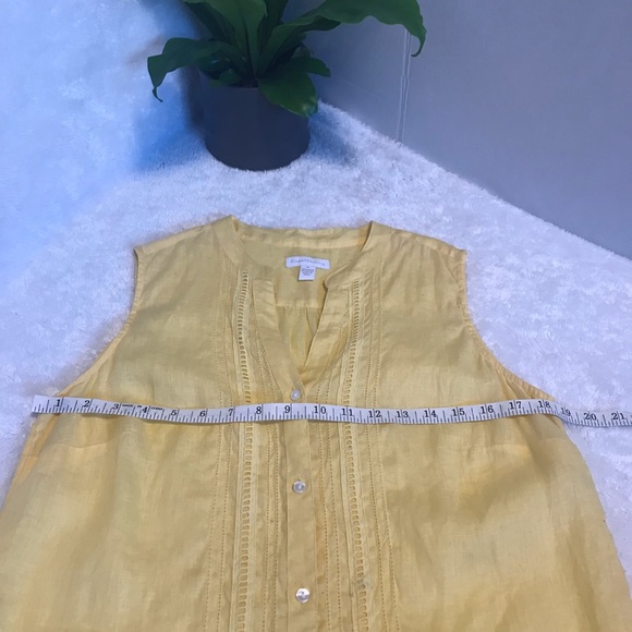 Charter club yellow 100% linen sleeveless womens top size Medium - Picture 8 of 10